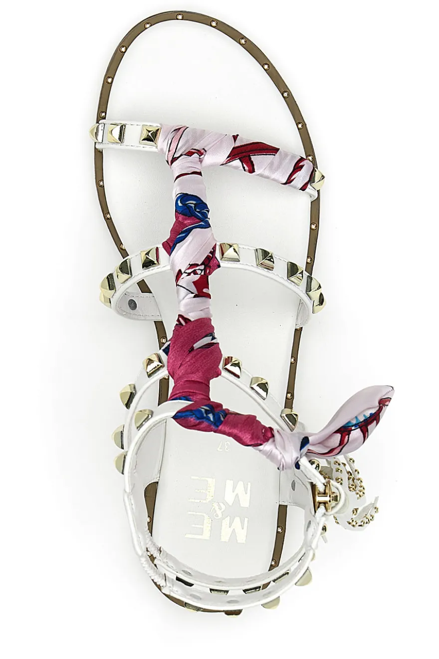 Sandali alla Schiava Bianchi con Borchie Me & Me 1532