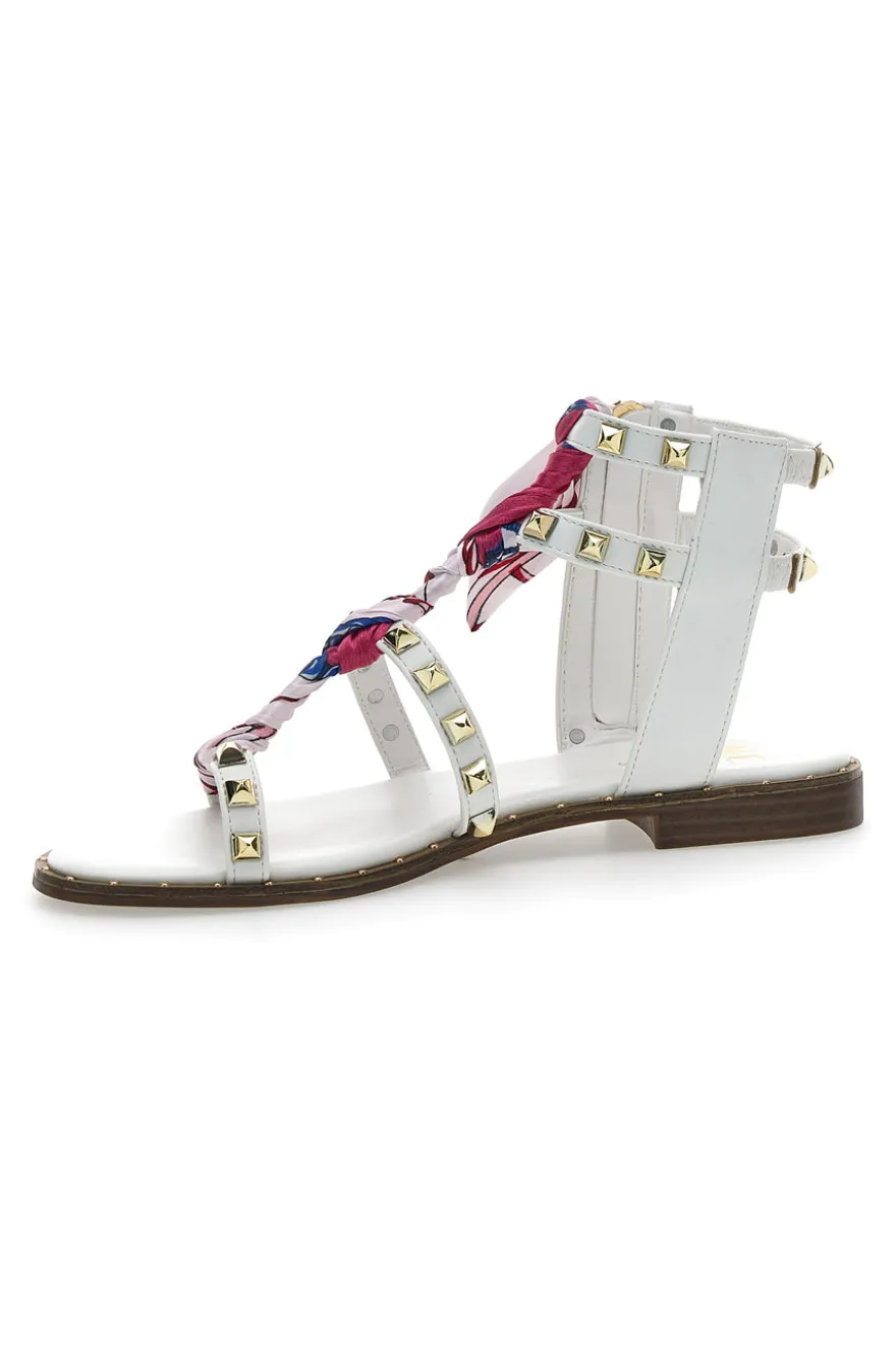 Sandali alla Schiava Bianchi con Borchie Me & Me 1532