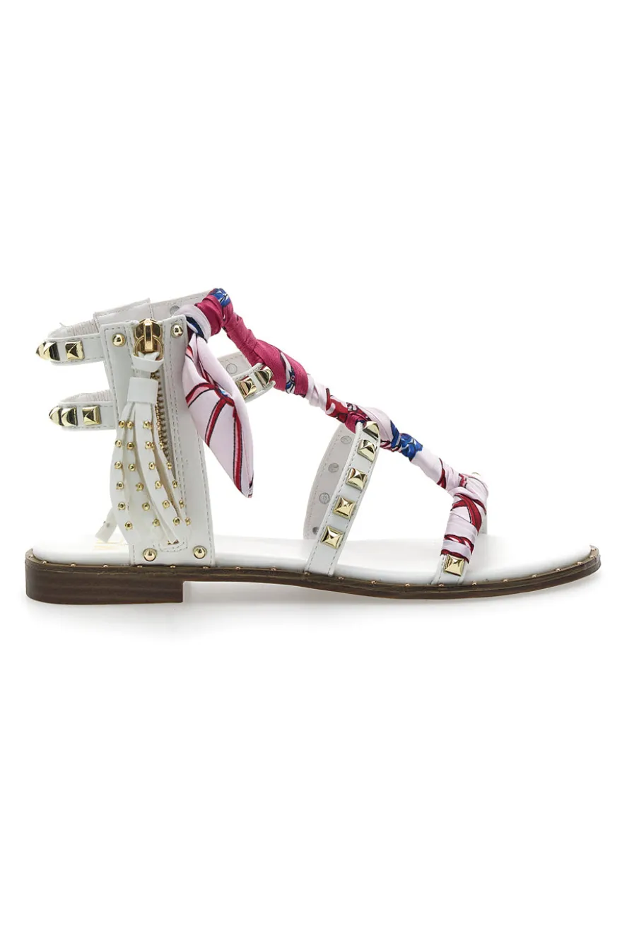 Sandali alla Schiava Bianchi con Borchie Me & Me 1532