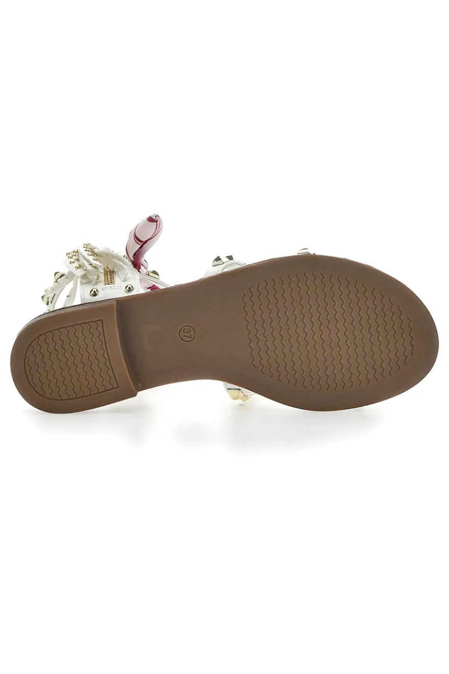 Sandali alla Schiava Bianchi con Borchie Me & Me 1532