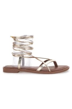 Sandali alla Schiava Platino con Infradito e Tomaia in Pelle PITTARELLO SUN A6700103
