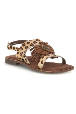 Sandali animalier in vera pelle con frange Pittarello look IF10277