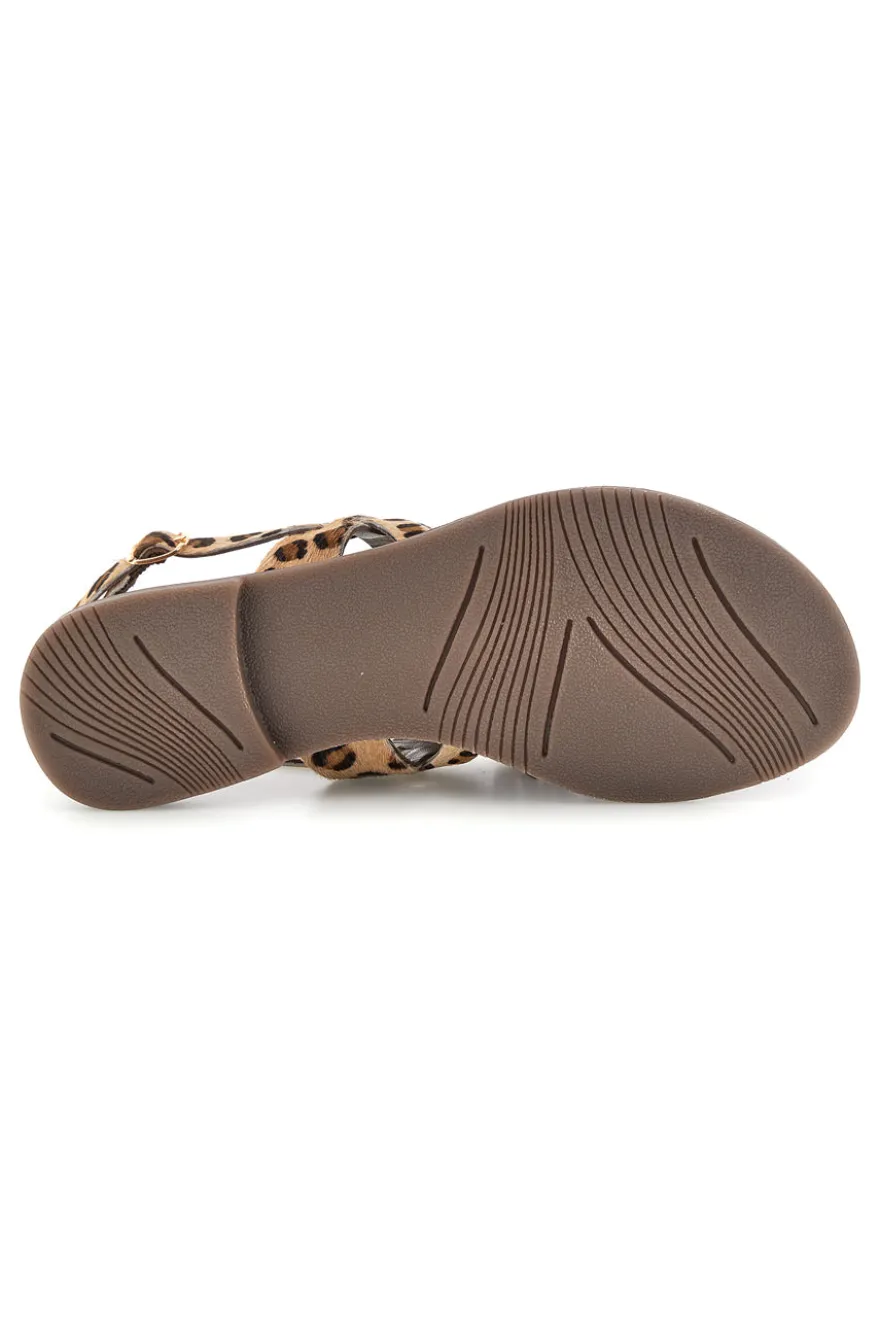 Sandali animalier in vera pelle con frange Pittarello look IF10277