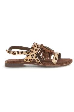 Sandali animalier in vera pelle con frange Pittarello look IF10277