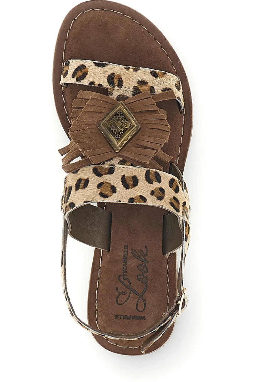 Sandali animalier in vera pelle con frange Pittarello look IF10277