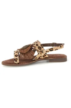 Sandali animalier in vera pelle con frange Pittarello look IF10277