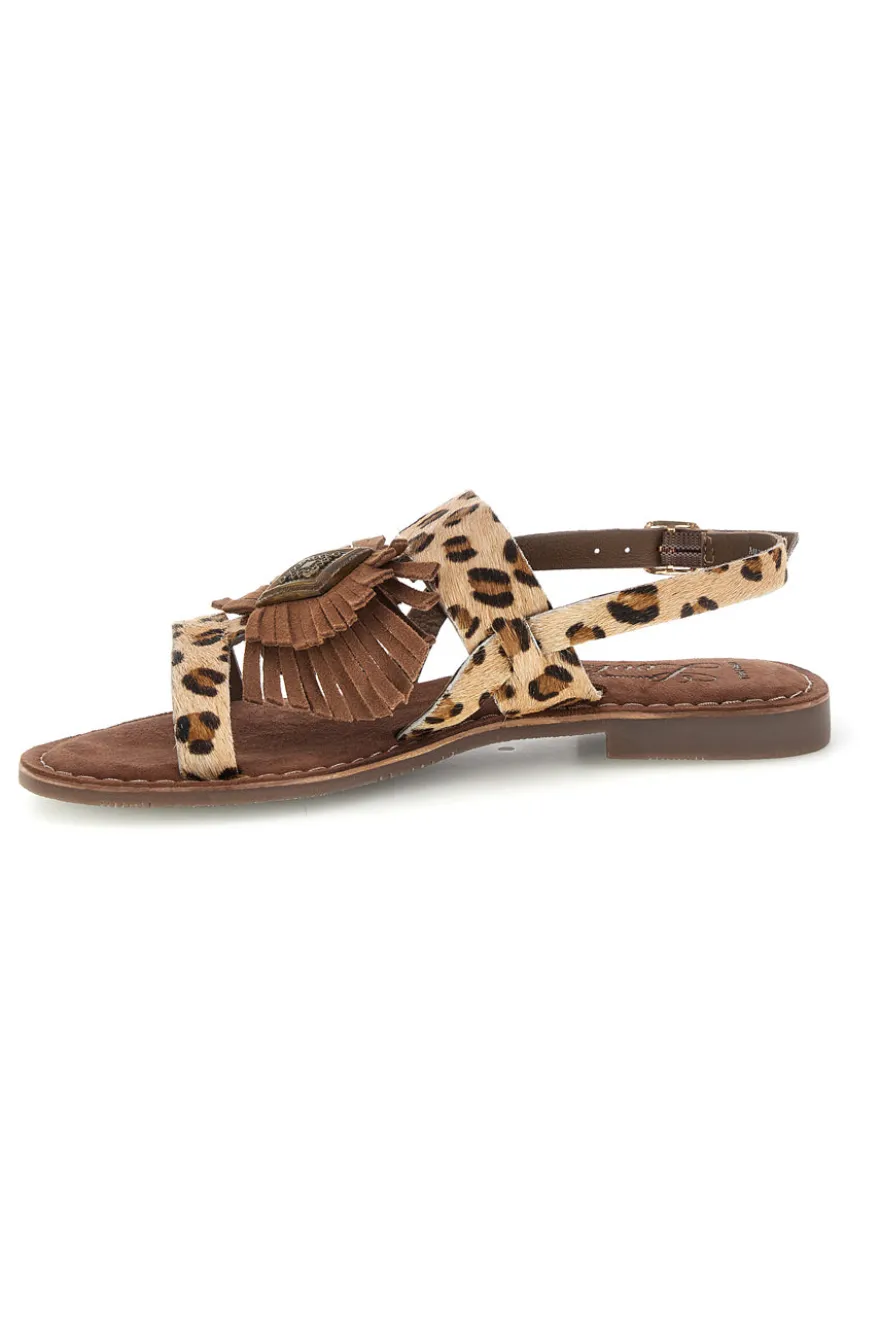 Sandali animalier in vera pelle con frange Pittarello look IF10277