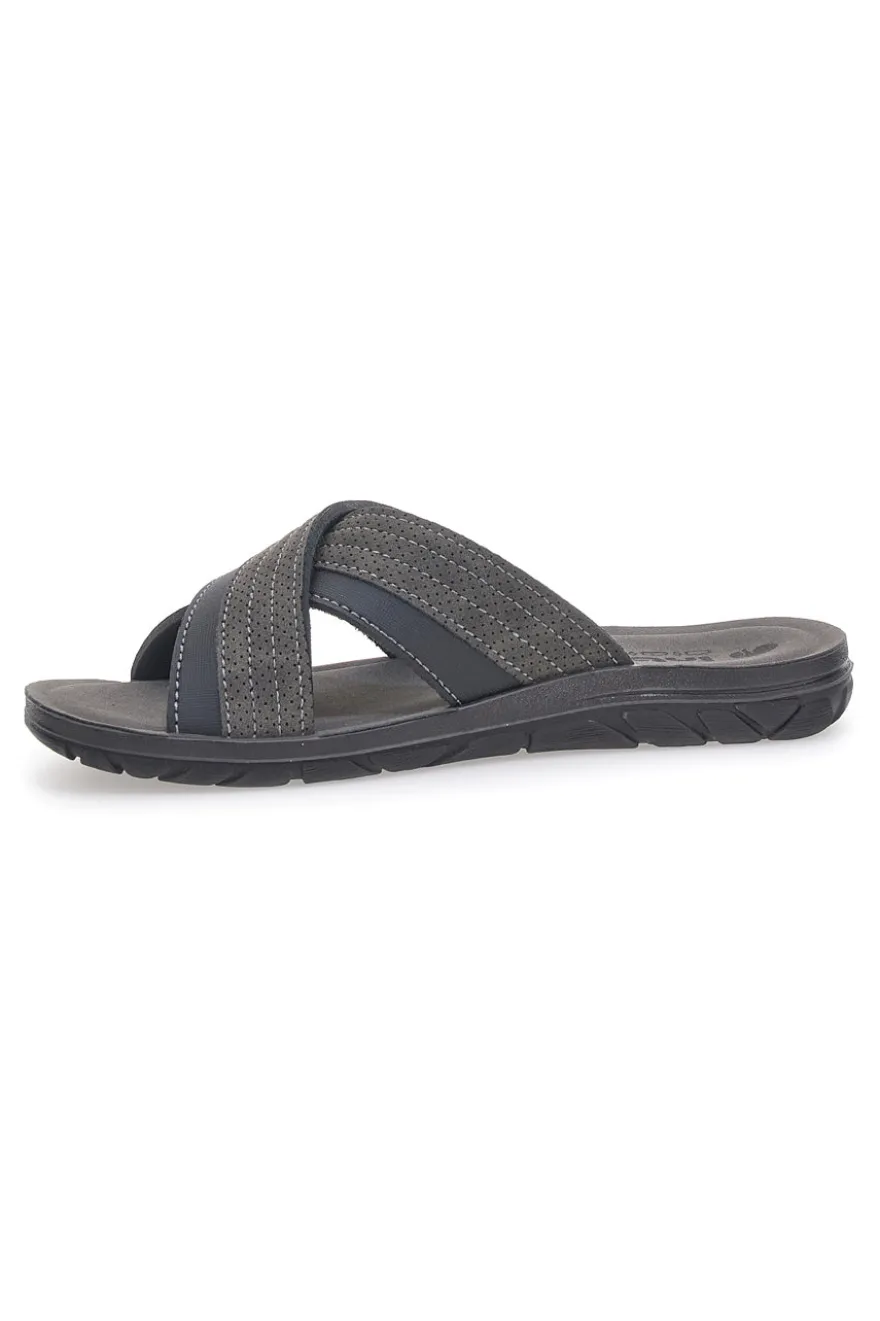 Sandali antracite con fasce incrociate e sottopiede comfort INBLU 03 VT
