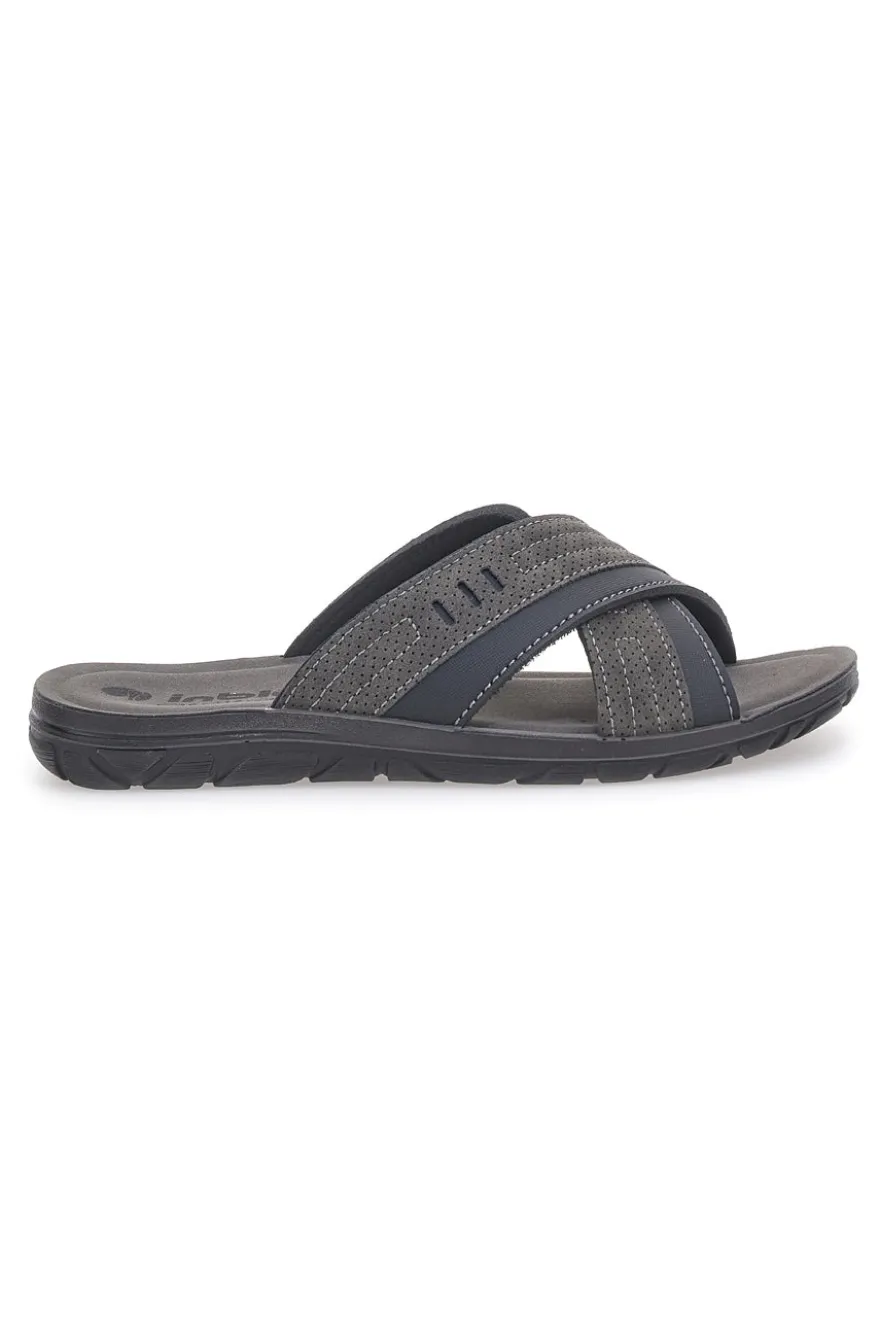 Sandali antracite con fasce incrociate e sottopiede comfort INBLU 03 VT