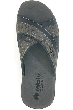 Sandali antracite con fasce incrociate e sottopiede comfort INBLU 03 VT