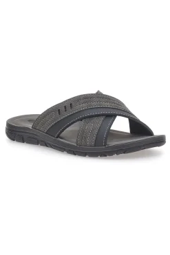 Sandali antracite con fasce incrociate e sottopiede comfort INBLU 03 VT