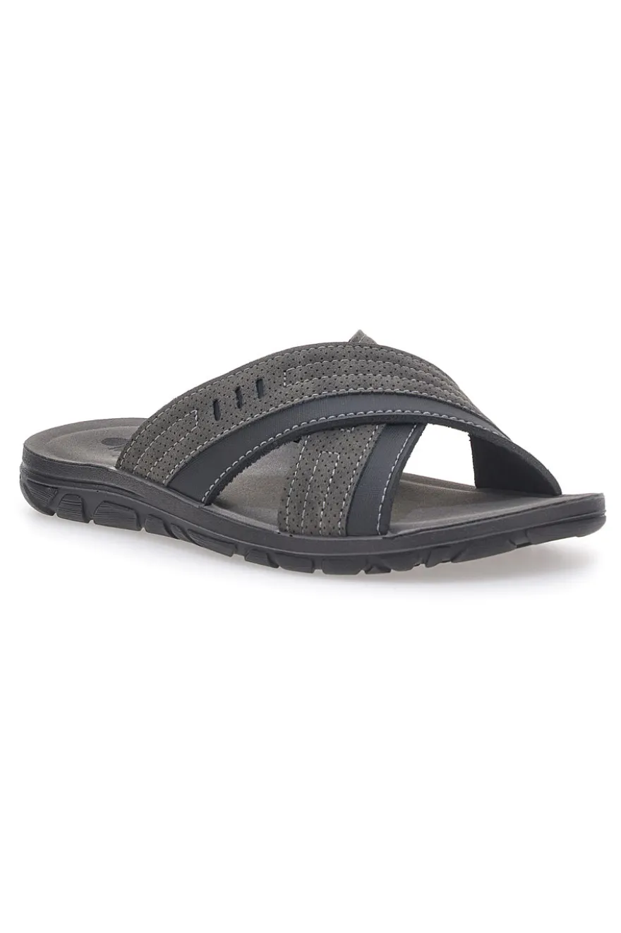 Sandali antracite con fasce incrociate e sottopiede comfort INBLU 03 VT