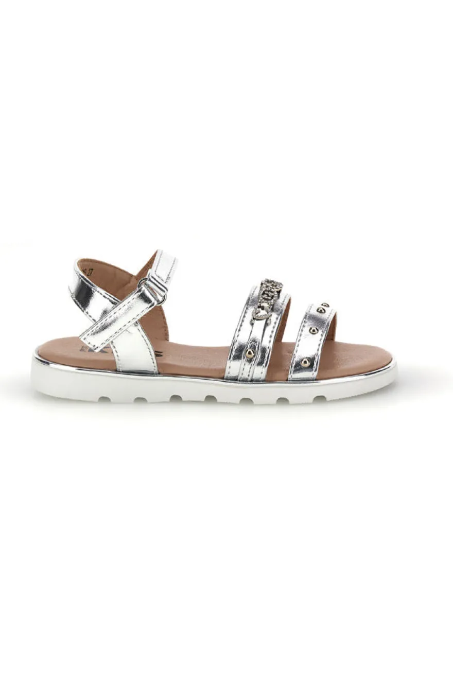 Sandali argento con charm con brillantini Pitt kids 392624S
