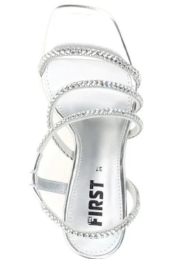 Sandali Argento Con Cinturino e Dettagli Brillanti The First 255