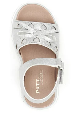 Sandali argento con cuori traforati PITT KIDS 39G2522S