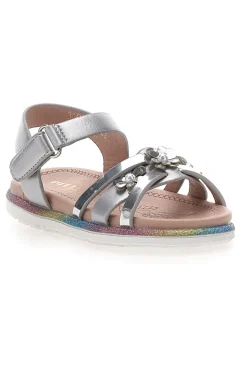 Sandali argento con fiori gioiello Pitt Kids 39G2517S