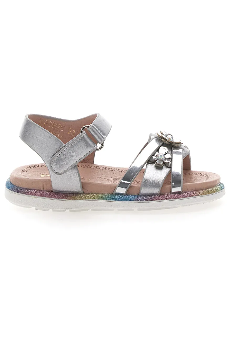 Sandali argento con fiori gioiello Pitt Kids 39G2517S