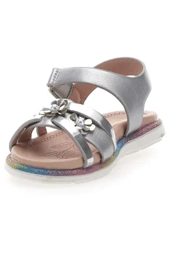 Sandali argento con fiori gioiello Pitt Kids 39G2517S