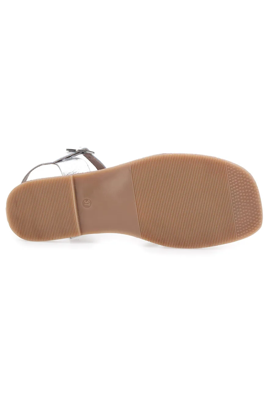 Sandali Argento con Punta Squadrata e Tomaia in Pelle PITTARELLO SUN A99311104