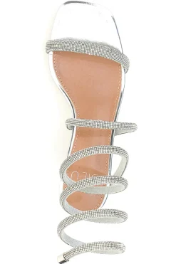 Sandali argento con strass e laccio a spirale Mon Dieu 1614