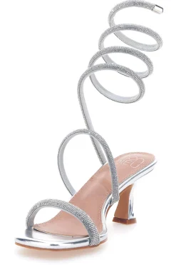 Sandali argento con strass e laccio a spirale Mon Dieu 1614