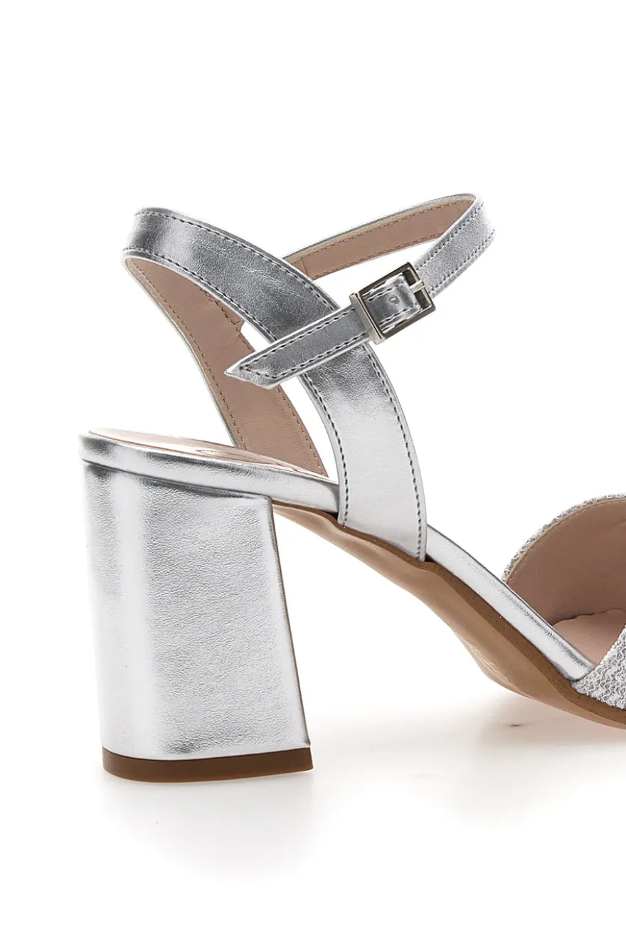 Sandali Argento con Tacco Comodo e Punta Squadrata PITTARELO GLAM 5548