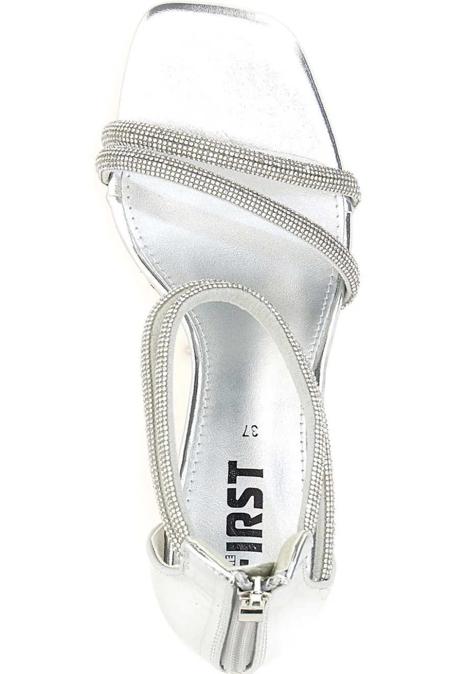 Sandali Argento Con Tacco Alto e Strass The First 254
