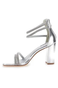 Sandali Argento Con Tacco Alto e Strass The First 254