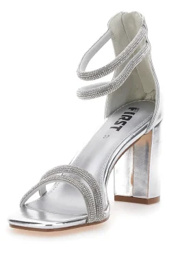Sandali Argento Con Tacco Alto e Strass The First 254