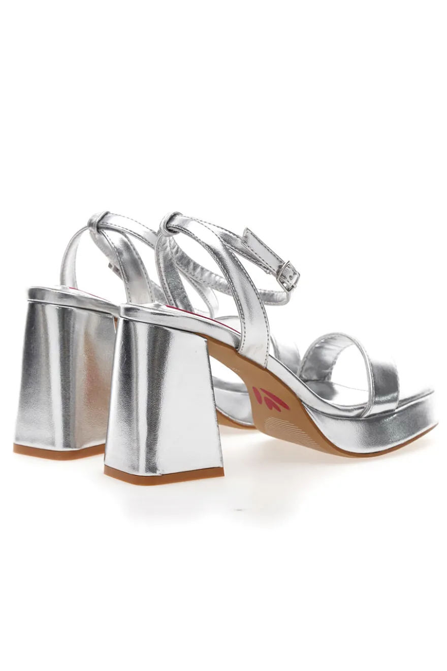 Sandali Argento con Tacco a Blocco BettyFlowers 202