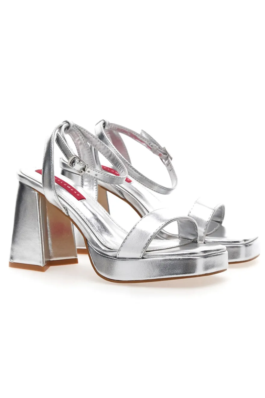 Sandali Argento con Tacco a Blocco BettyFlowers 202
