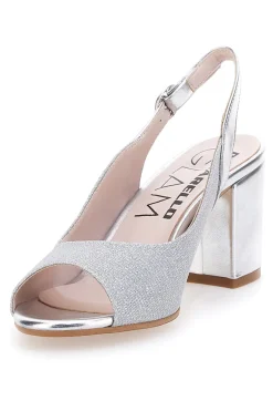Sandali Argento Con Tacco e Cinturino Sling-back Pittarello Glam 916
