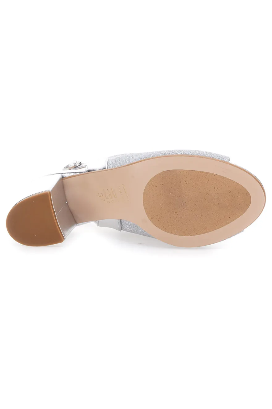 Sandali Argento Con Tacco e Cinturino Sling-back Pittarello Glam 916
