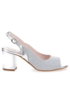 Sandali Argento Con Tacco e Cinturino Sling-back Pittarello Glam 916