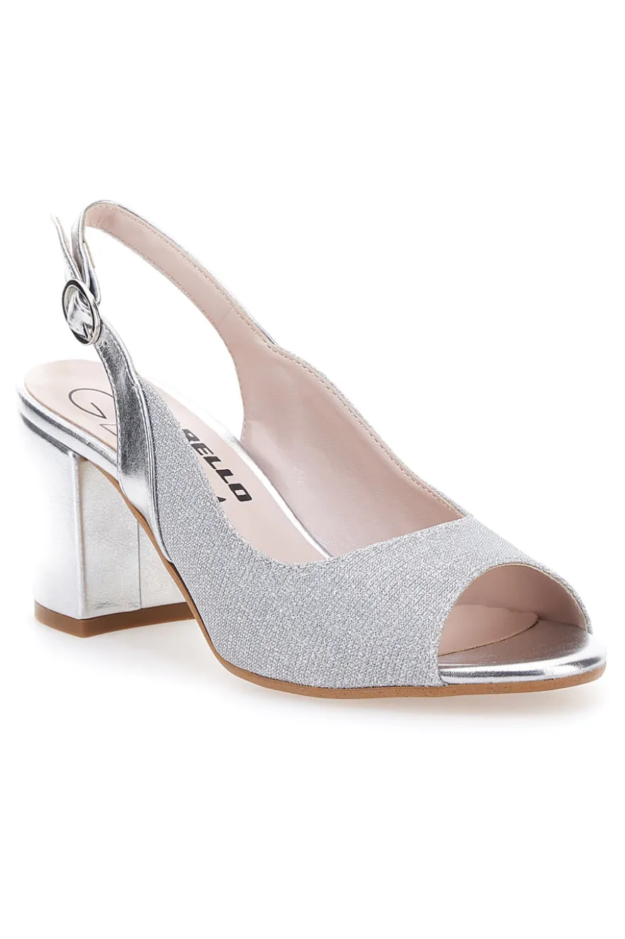 Sandali Argento Con Tacco e Cinturino Sling-back Pittarello Glam 916