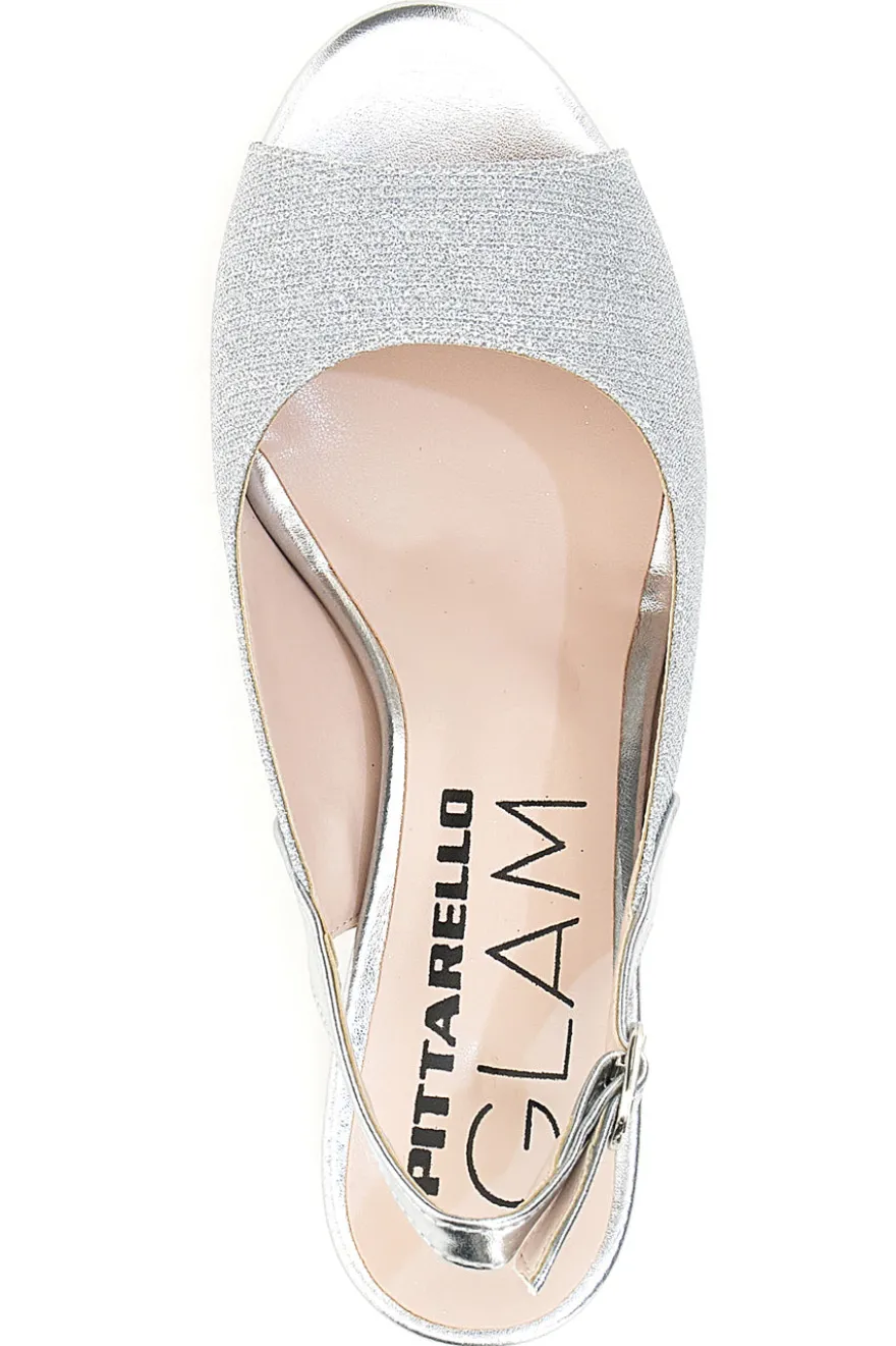 Sandali Argento Con Tacco e Cinturino Sling-back Pittarello Glam 916