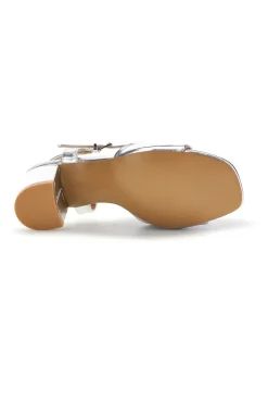 Sandali Argento con tacco largo e cinturino Le havre paris A52611