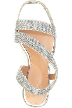 Sandali Argento con Zeppa con Glitter MON DIEU 602