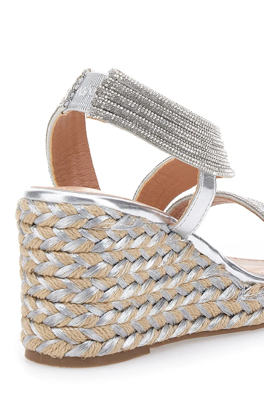 Sandali Argento con Zeppa con Glitter MON DIEU 602
