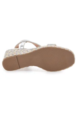 Sandali Argento con Zeppa con Glitter MON DIEU 602