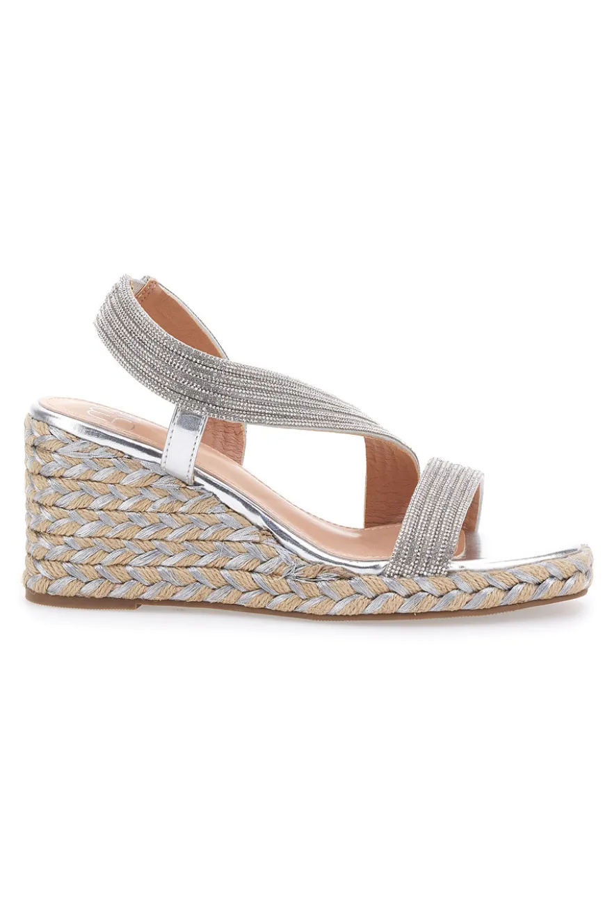 Sandali Argento con Zeppa con Glitter MON DIEU 602