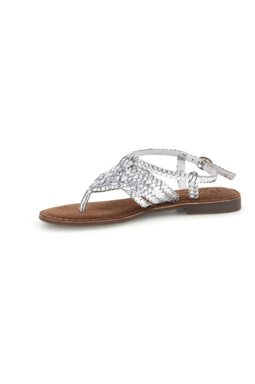 Sandali argento in vera pelle infradito intrecciati Pittarello look IF6300