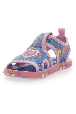 Sandali azzurri con arcobaleni e cuori Pitt kids PK2406C