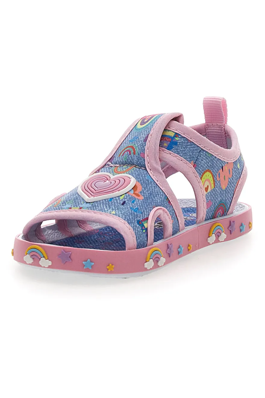 Sandali azzurri con arcobaleni e cuori Pitt kids PK2406C