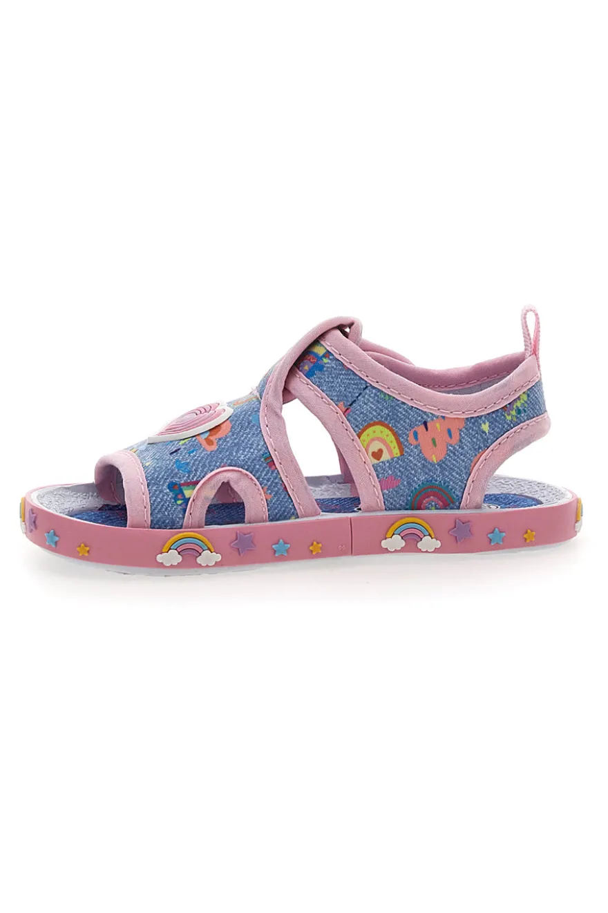 Sandali azzurri con arcobaleni e cuori Pitt kids PK2406C
