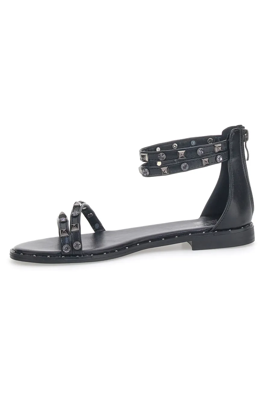 Sandali Bassi Neri con Borchie Me & Me 2535