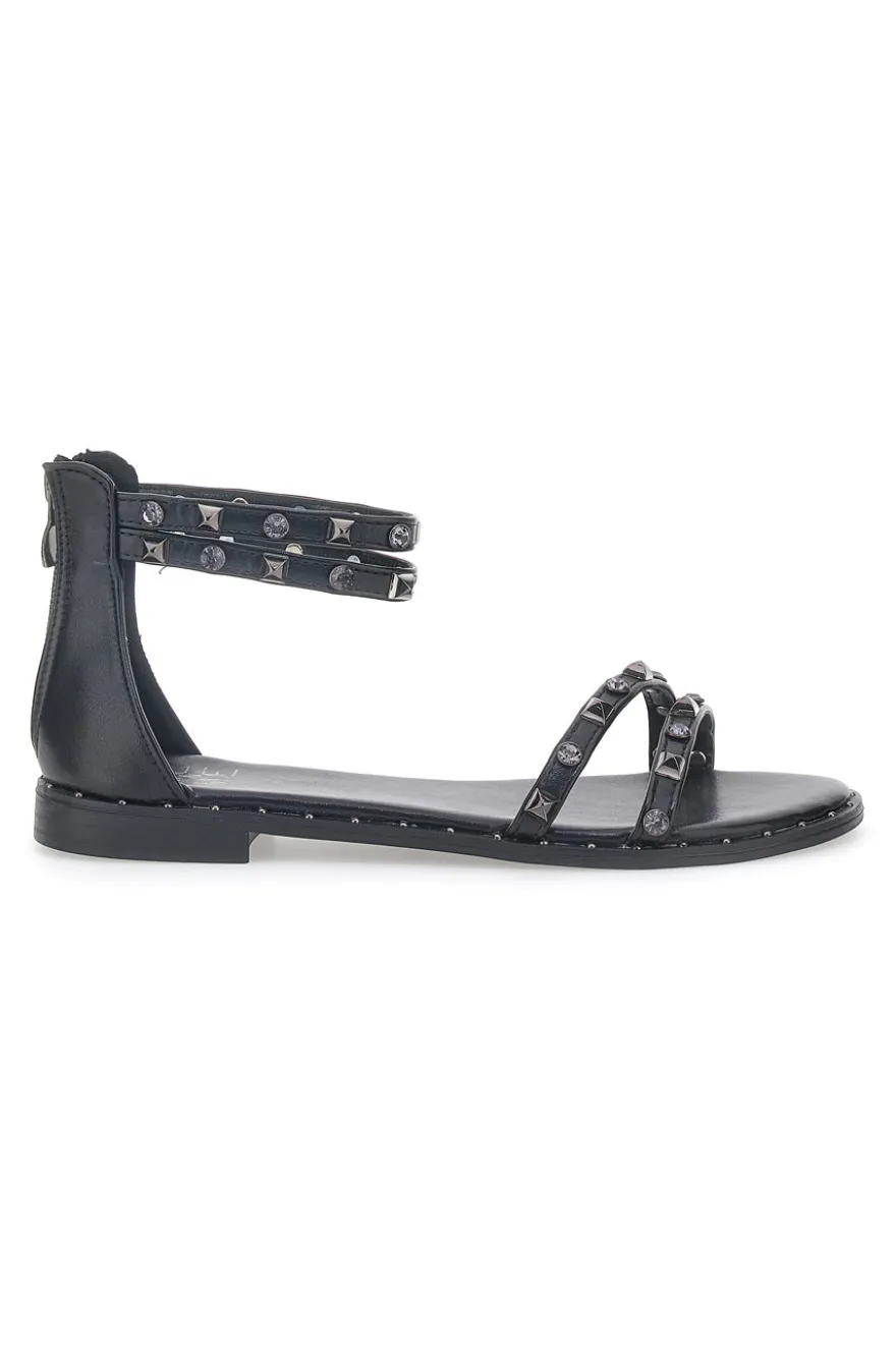 Sandali Bassi Neri con Borchie Me & Me 2535