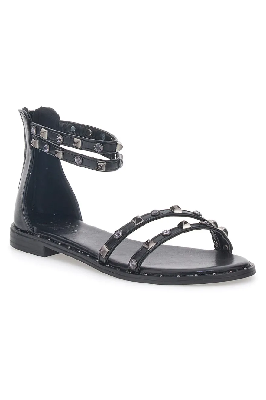 Sandali Bassi Neri con Borchie Me & Me 2535