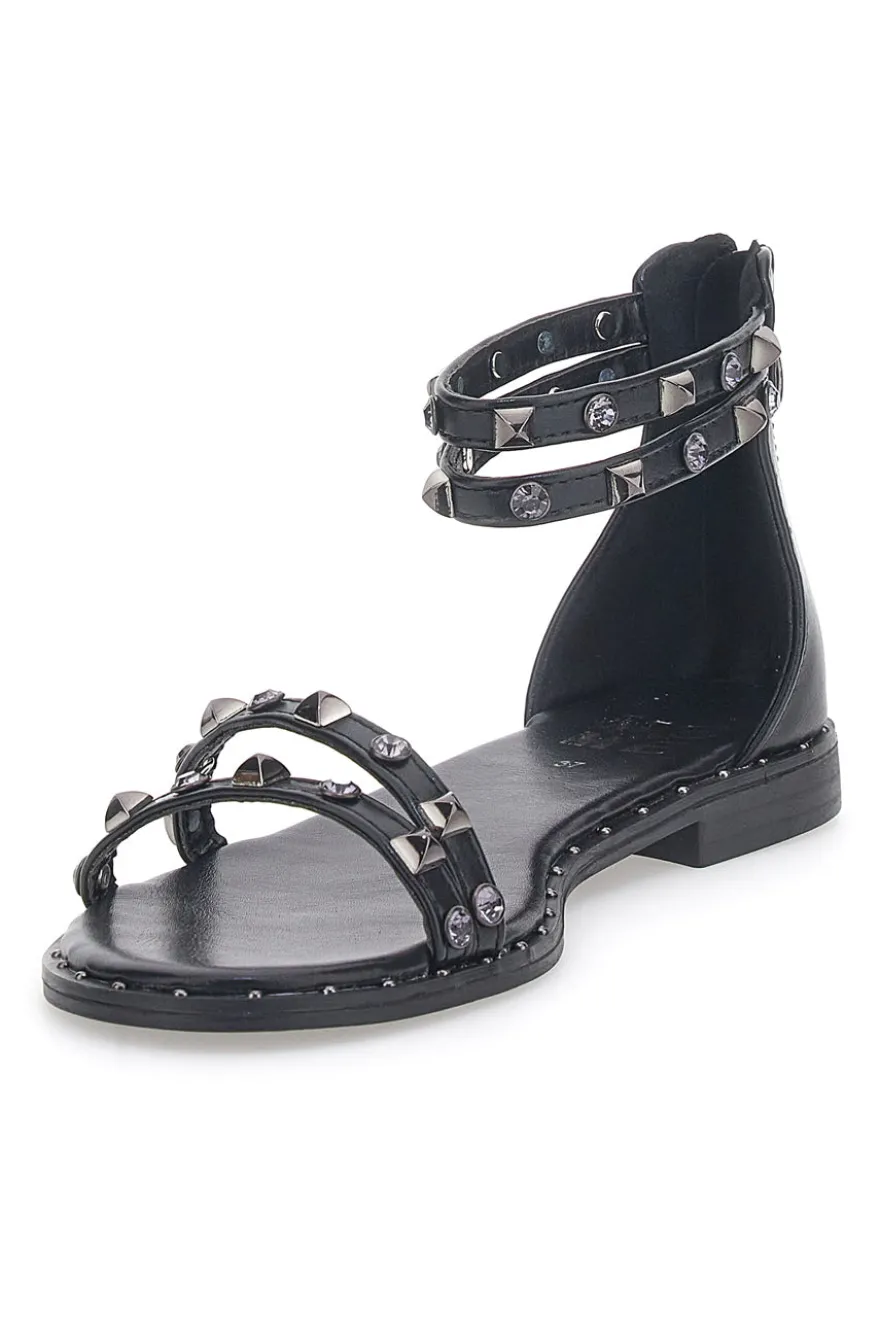 Sandali Bassi Neri con Borchie Me & Me 2535