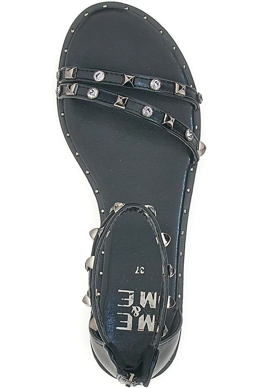 Sandali Bassi Neri con Borchie Me & Me 2535